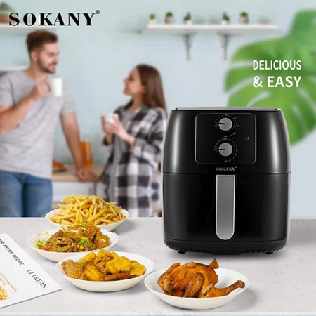 Sokany® Πολυλειτουργική Φριτέζα Αέρος 1400W με Αποσπώμενο Κάδο 5lt & Ρυθμιζόμενο ΘερμοστάτηSokany® Πολυλειτουργική Φριτέζα Αέρος 1400W με Αποσπώμενο Κάδο 5lt & Ρυθμιζόμενο Θερμοστάτη